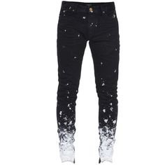 (197) Pinterest - Fear of God Painted Skinny Jeans (1,540 CAD) ❤ liked on Polyvore featuring men's fashion, men's clothing, men's jeans, black, me | Collectedfab