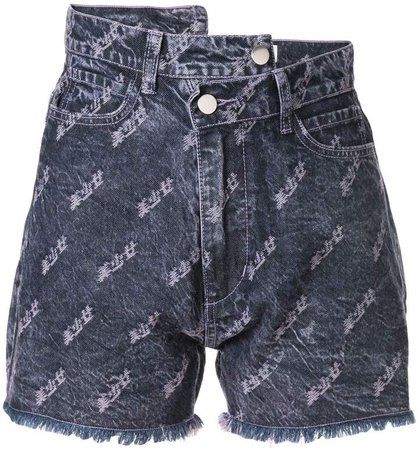 embroidered denim shorts