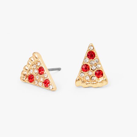 Red & Gold Pizza Stud Earrings | Claire's