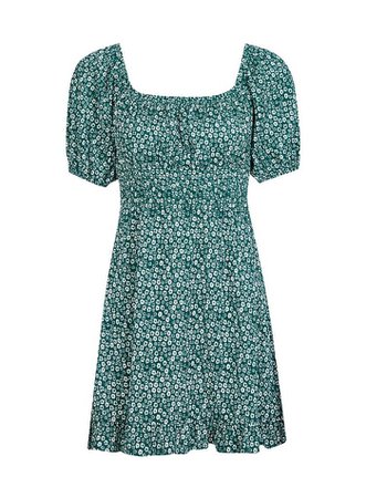 PETITE Green Ditsy Floral Print Dress | Miss Selfridge