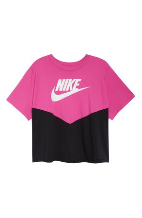 Nike Sportswear Chevron Colorblock Tee (Plus Size) pink black