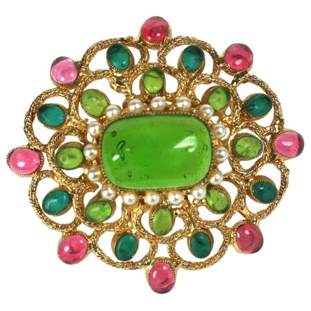 DeNicola Gripoix Poured Glass Brooch For Sale at 1stDibs