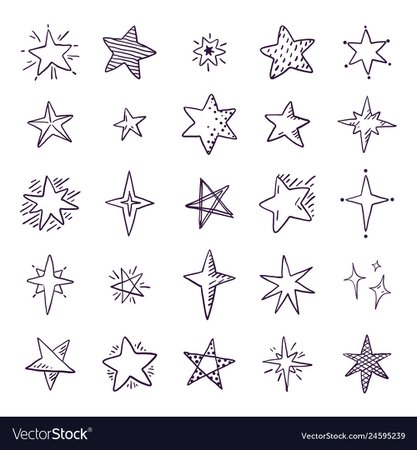 Doodle stars cute pen sketch space elements Vector Image