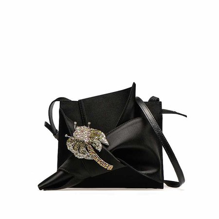 Satin shoulder bow bag with embroidery - Pre-fall-bags