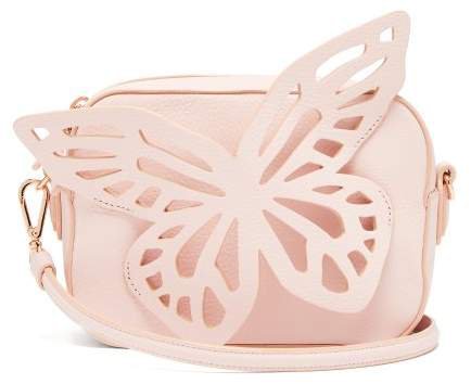 Flossy Butterfly Leather Cross Body Camera Bag - Womens - Light Pink