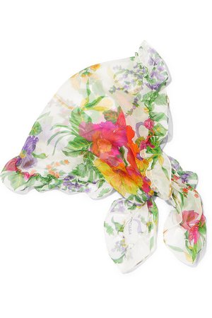 Balenciaga Ruffled floral-print silk-georgette scarf