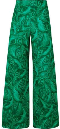 Marvin Printed Crepe Wide-leg Pants - Green