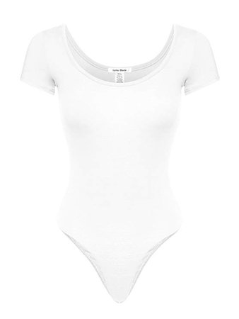 Instar Mode Women's Versatile Bodysuit Leotard in Various Styles in Short and 3/4" Sleeve White S at Amazon Women’s Clothing store