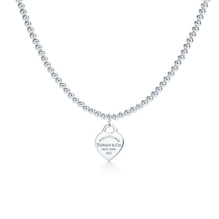 Return to Tiffany™ small heart tag in sterling silver on a bead necklace. | Tiffany & Co.