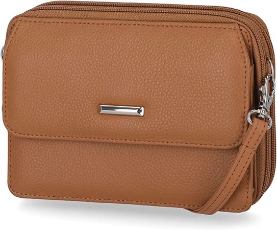 Mundi On The Move RFID Crossbody Wallet For Women With Phone Pocket (Peanut): Handbags: Amazon.com