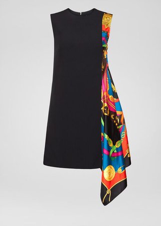 Versace Barocco Rodeo Print Accent Assymetric Dress for Women | UK Online Store