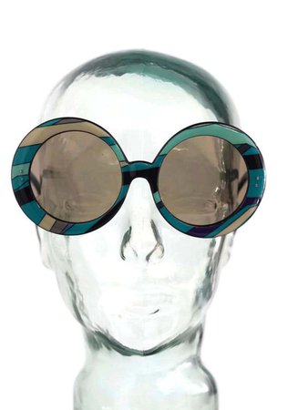 Vintage EMILIO PUCCI Oversized Round Psychedelic Sunglasses For Sale at 1stdibs