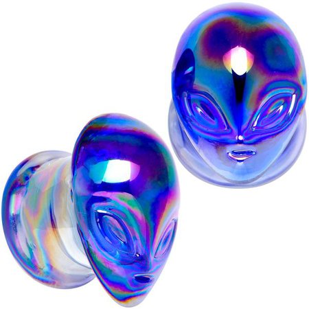 Aurora Blue Glass Outer Space Alien Double Flare Plug Set 10mm to 19mm – BodyCandy