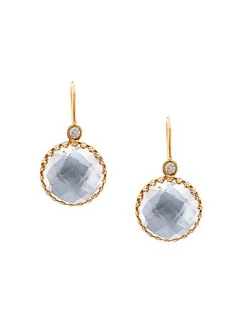 Larkspur & Hawk 18kt Yellow Gold Carriage Cover Ice Quartz And Diamond Small Olivia Button Earrings