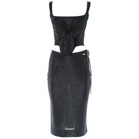 Vivienne Westwood silver lurex corset and skirt evening ensemble, A/W 1998 For Sale at 1stdibs