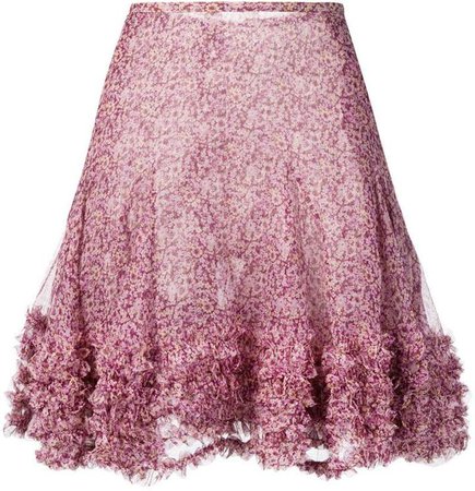 floral-print mini skirt