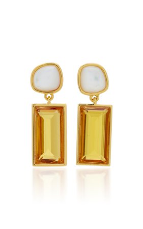 Exclusive Column Gold-Plated Mother-Of-Pearl, Quartz Earrings By Lizzie Fortunato | Moda Operandi