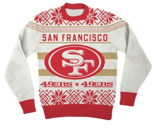 NFL San Francisco 49ers Logo Adult Red Football Ugly Christmas Sweater | eBay