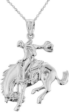 Amazon.com: Claddagh Gold Bold Sterling Silver Western Charm Rodeo Horse Cowboy Pendant Necklace, 16" : Clothing, Shoes & Jewelry