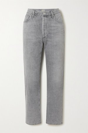 Mckenzie Cropped Organic Mid-rise Straight-leg Jeans - Gray