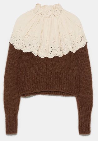 white/brown sweater