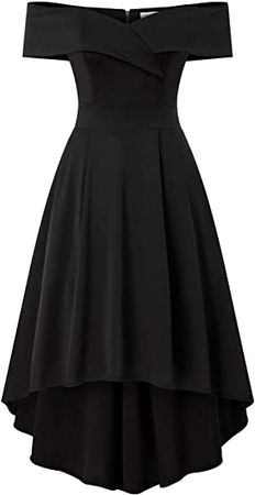Amazon.com: JASAMBAC Women's Off Shoulder High Low A Line Wedding Guest Party Cocktail Dress : Clothing, Shoes & Jewelry