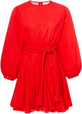 Rhode Ella Tie-Waist Cotton Mini Dress Size: XS