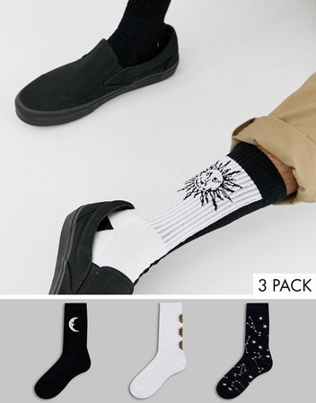ASOS DESIGN sports socks with splice constellation design 3 pack | ASOS