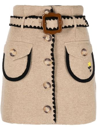 CORMIO Belted button-up Wool Skirt - Farfetch