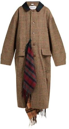 Oversized Houndstooth Wool Coat - Womens - Brown Multi