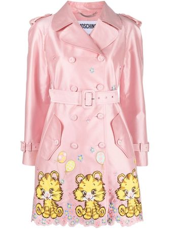 Moschino Embroidered double-breasted Coat - Farfetch