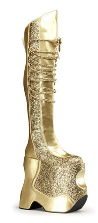 gold platform boots