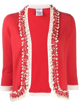 Chanel Pre-Owned 2010s faux-pearls Braided Trimming Cardigan - Farfetch