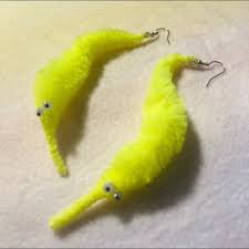 yellow worm on a string earring yellow - Google Search