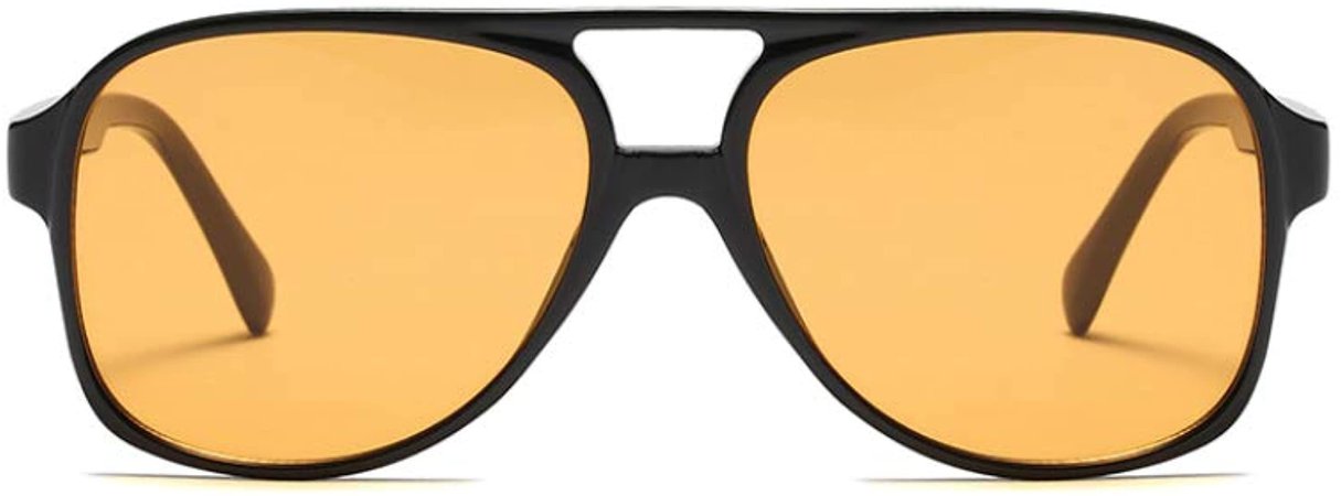 Amazon.com: Vintage Retro 70s Sunglasses for Women Classic Large Squared Aviator Frame (Tinted Yellow, 60): Clothing