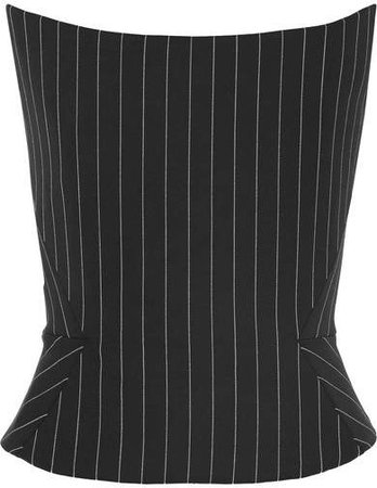 Pinstriped Wool-blend Bustier Top - Black