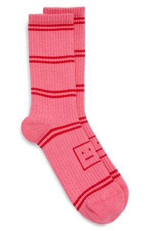 Acne Studios Face Logo Stripe Socks | Nordstrom