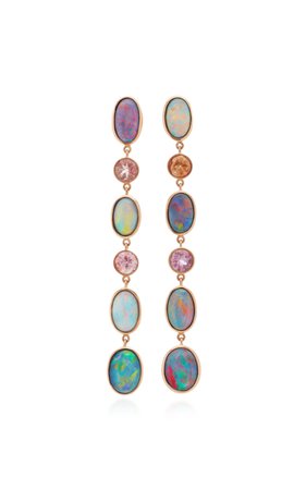 One-Of-A-Kind Long Opal And Tourmaline Drop Earrings by Katherine Jetter | Moda Operandi