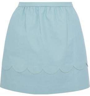Scalloped Stretch-cotton Mini Skirt