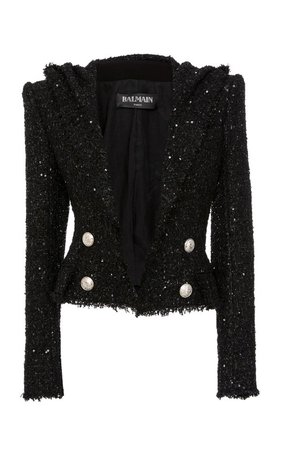 Cropped Hooded Tweed Jacket by Balmain | Moda Operandi