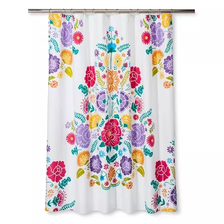 Floral Fiesta Shower Curtain White & Pink - Pillowfort™