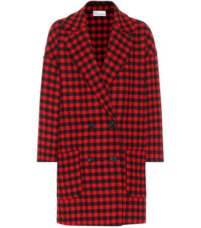 REDVALENTINO Checked wool-blend coat