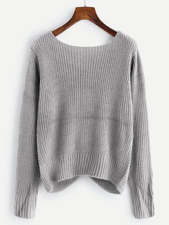 V-neckline Twist Front Sweater
