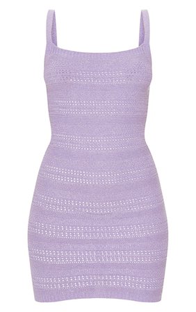 Lilac Crochet Knitted Mini Dress | Knitwear | PrettyLittleThing USA