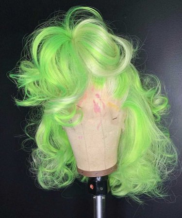 green curly lace wig