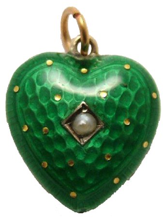 Green Pearl heart pendant