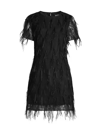 Shop Milly Rana Feather Shift Dress | Saks Fifth Avenue
