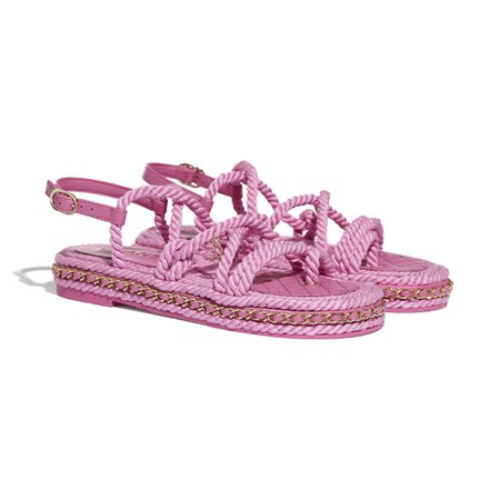 Cord Pink Sandals | CHANEL