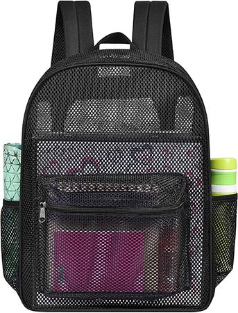Amazon.com : USPECLARE Heavy Duty Semi-Transparent Mesh Backpack, See Through College Student Backpack, Mesh Bookbag for School, Camping, Sports (Black) : Sports & Outdoors
