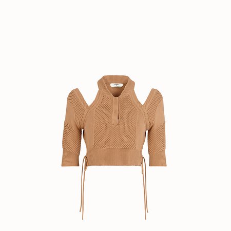Beige cotton pullover - PULLOVER | Fendi